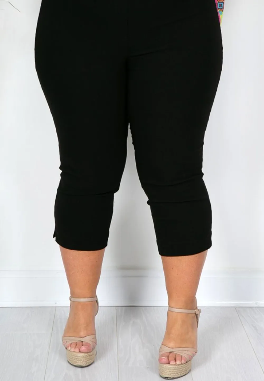 Black Elasticated Crop Trousers