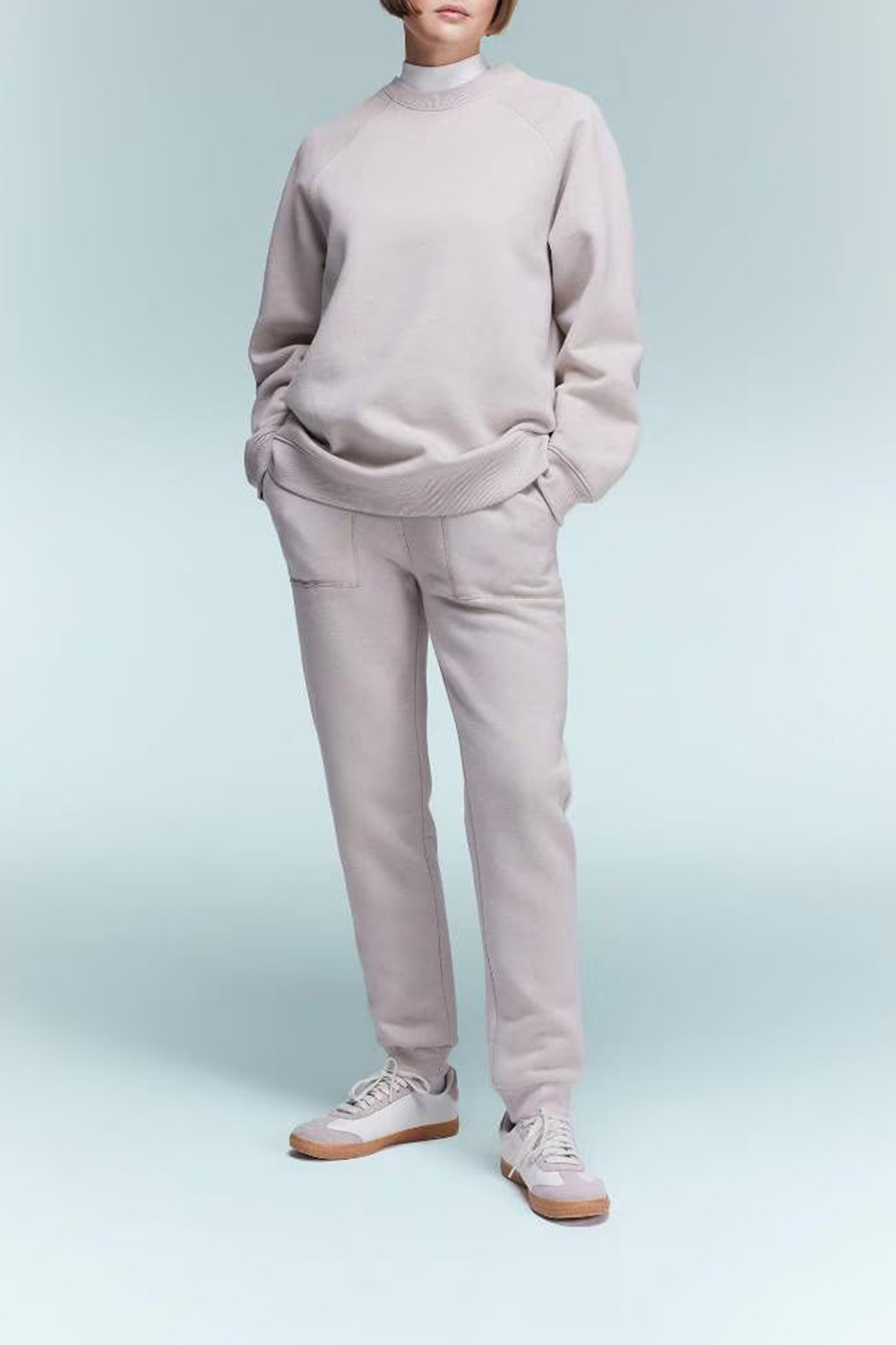 Jogger High Waist Thick Sweatshirt Fabric Trousers