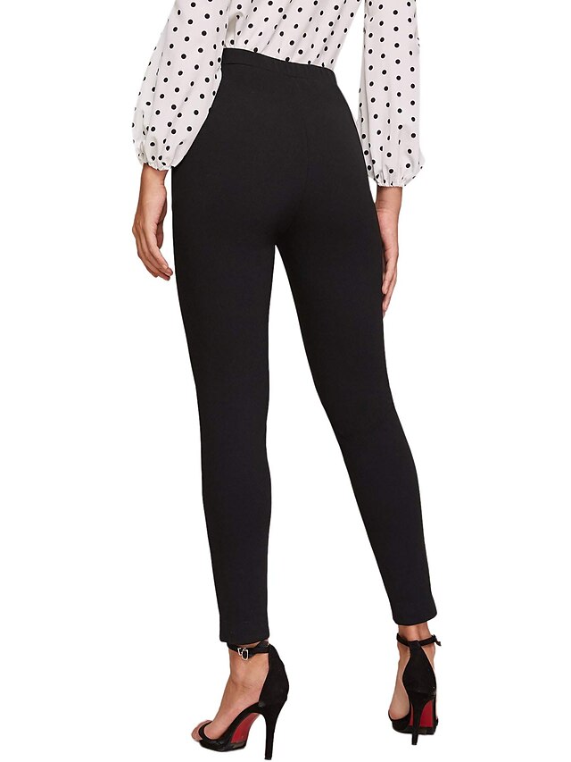 Women's High Waist Solid Leggings Wine Navy Blue Grey Fashion Classic Office Daily Stretchy Full Length Comfort Solid Color S M L XL XXL