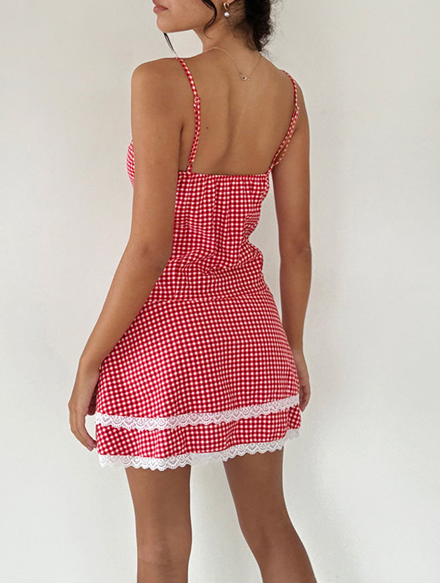 Flossie Mini Dress In Red Gingham