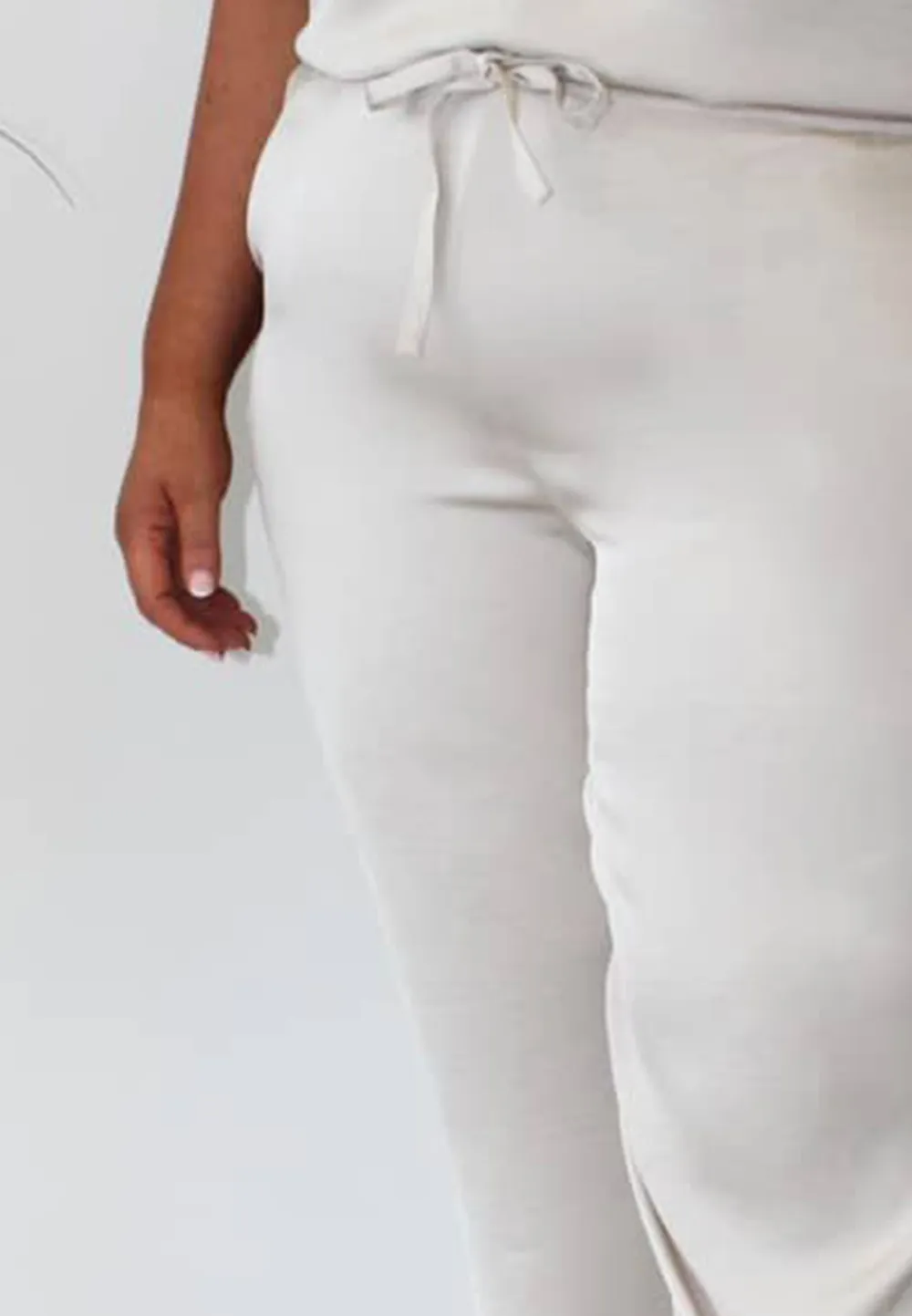 Cream Satin Jogger Style Trouser