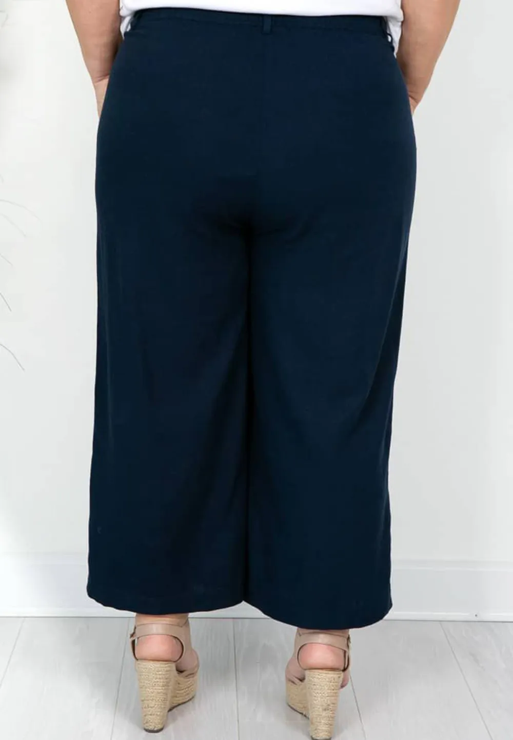 Navy Linen Mix Culotte