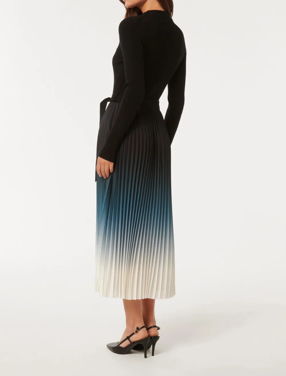 Harmony Ombre Pleat Midi Dress