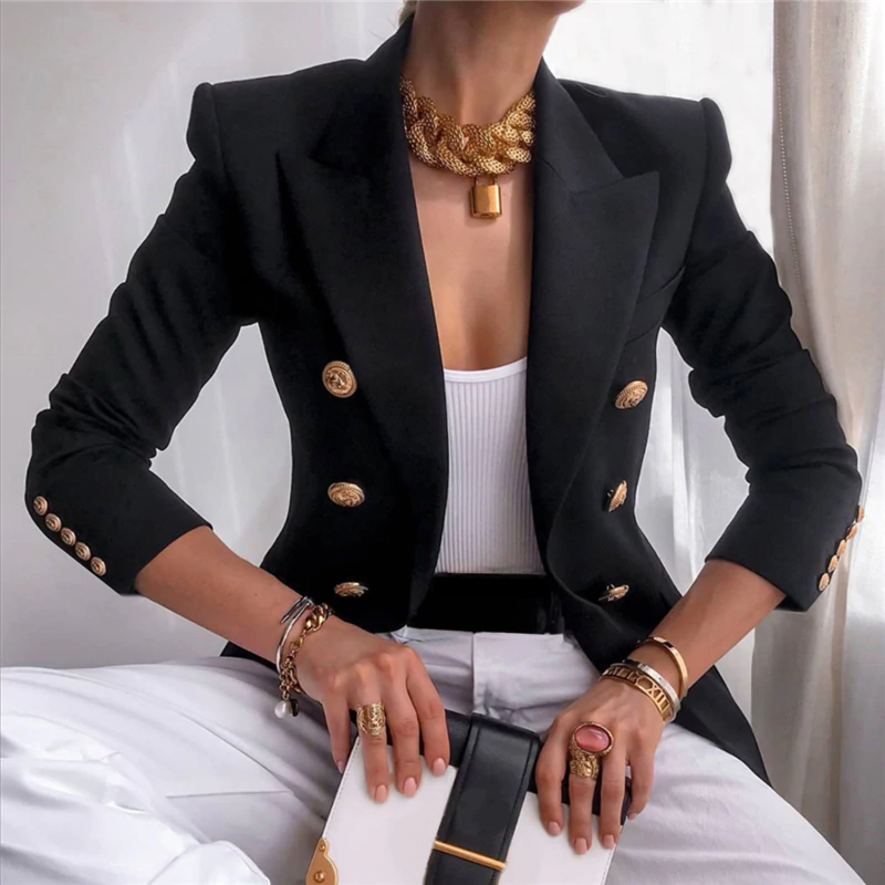 Classic Buttons Fashion Solid Color Slim Coats