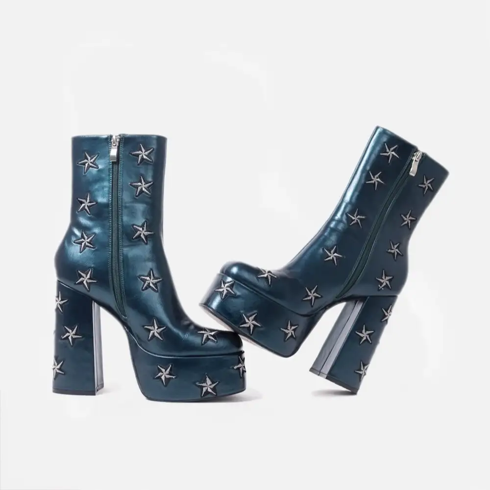 Teal Heeled Boots