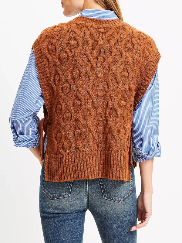 Bobble Cable Side Tie Sweater Vest