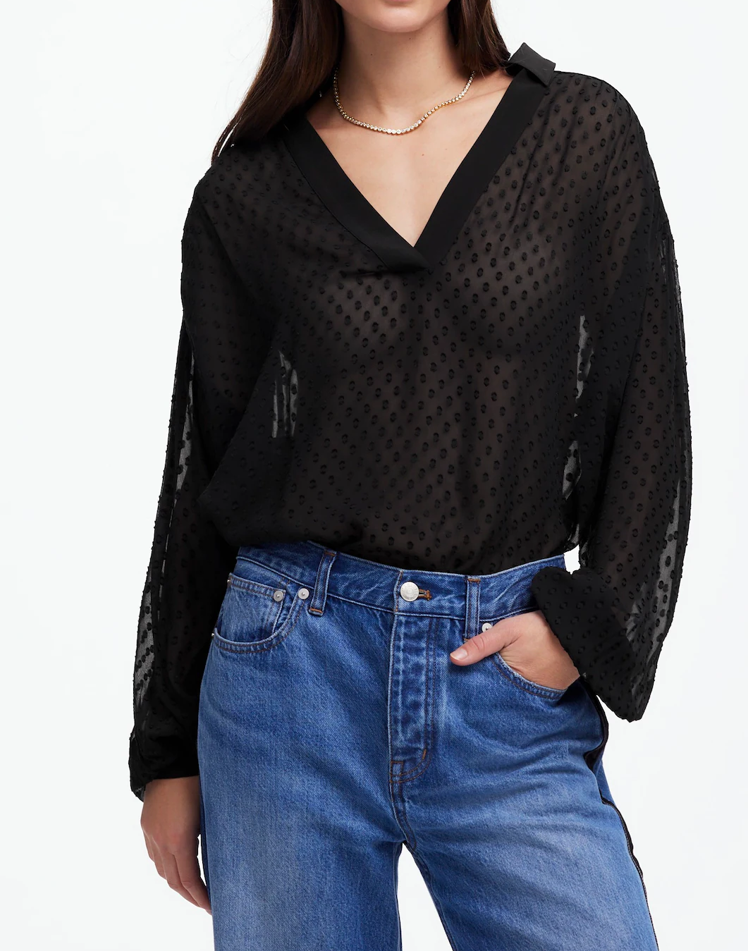 Long-Sleeve Popover Top