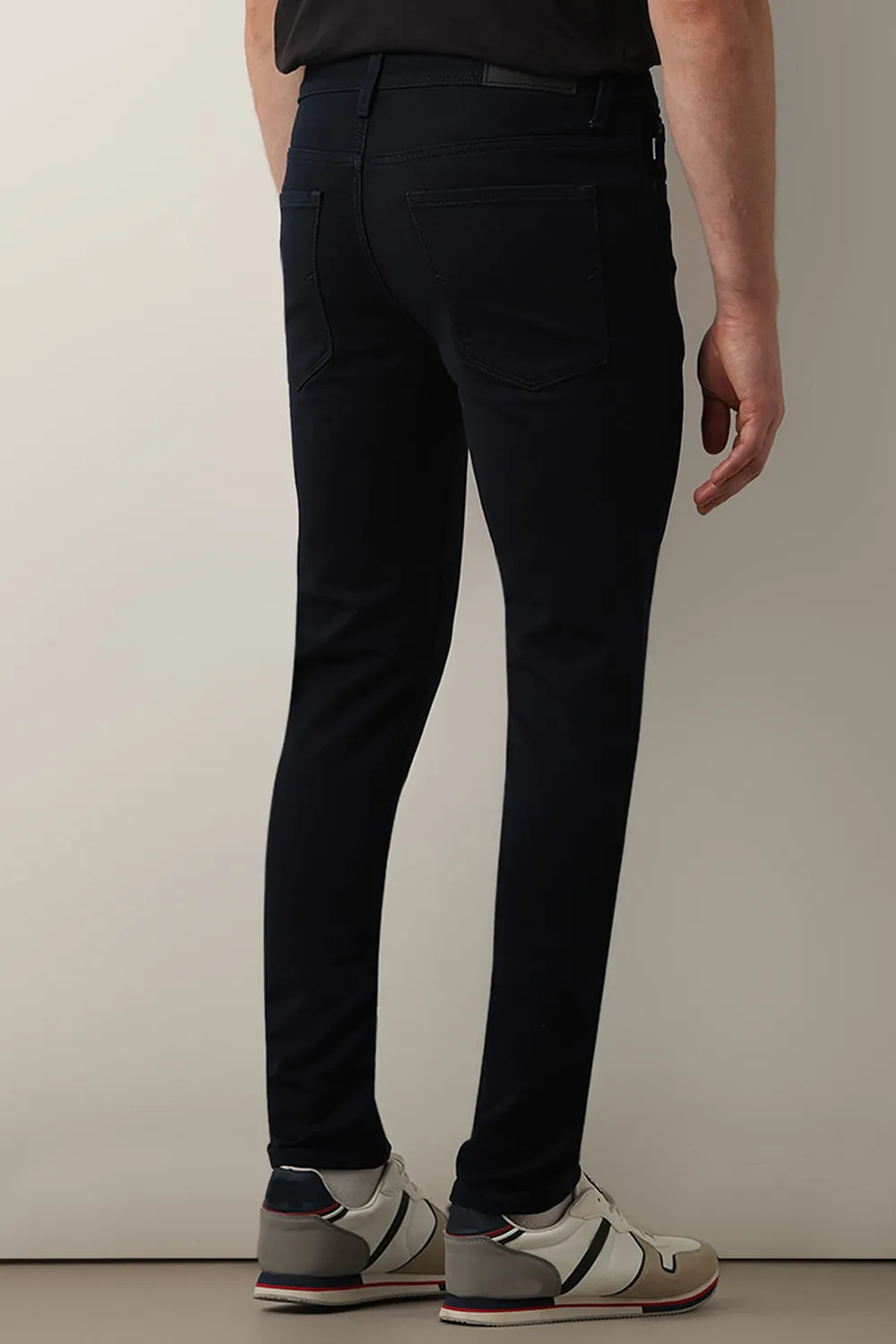 Dark Blue Mid Rise Washed Slim Fit Jeans