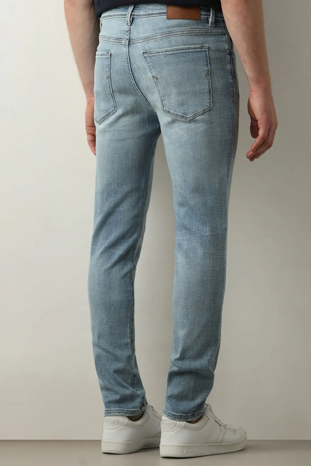 Blue Mid Rise Leon Slim Fit Jeans