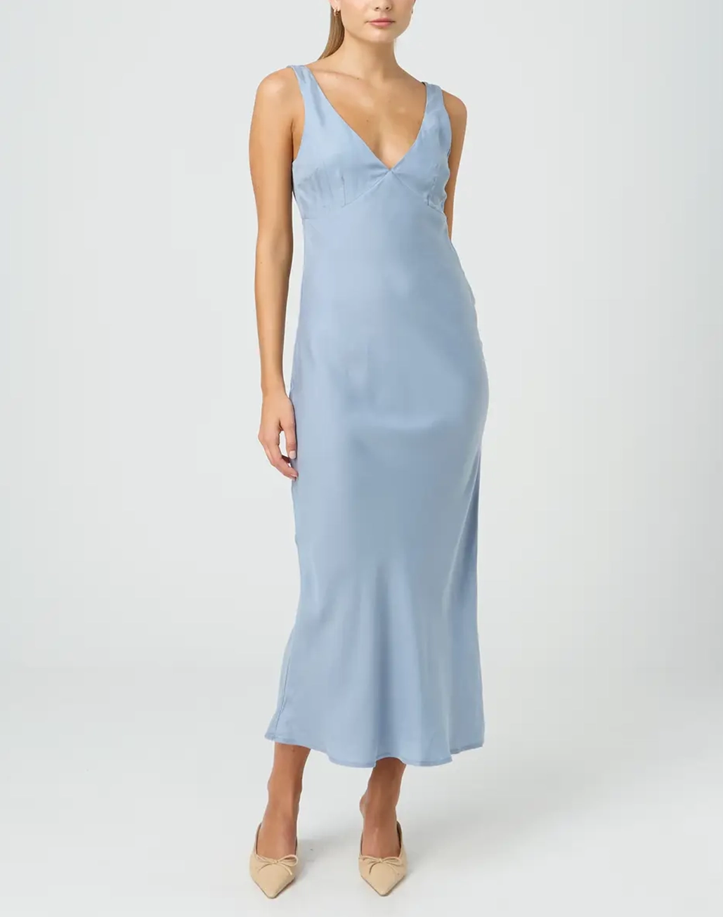 Cupro V Front Maxi Dress