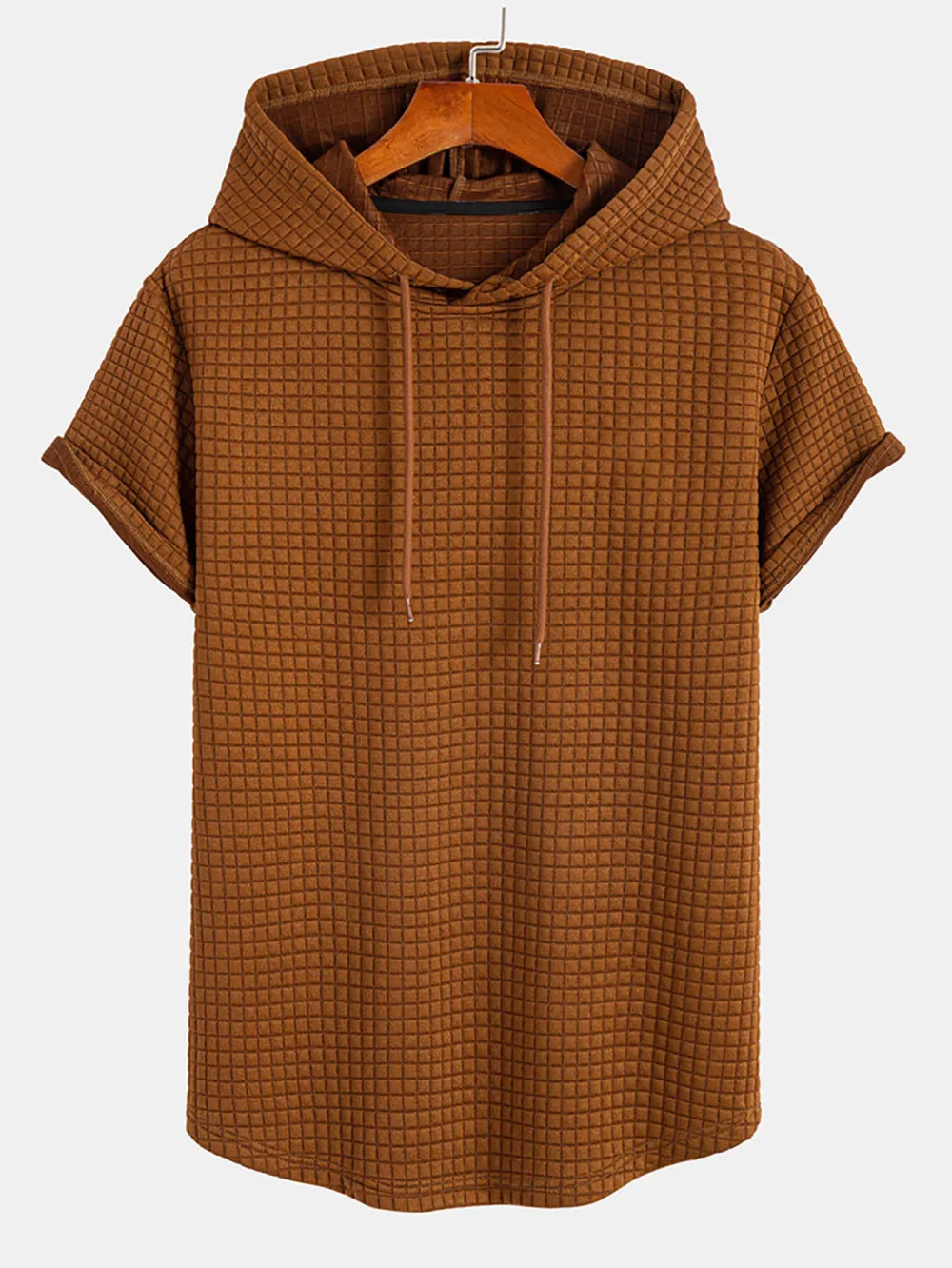 Waffle Hooded Arc Hem T-Shirt