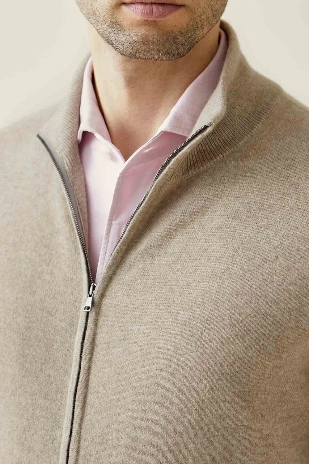 Ribbed Funnel Collar Cardigan