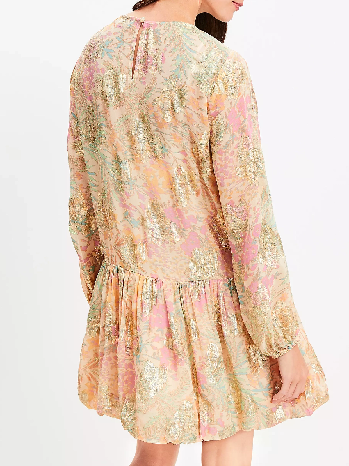 Shimmer Floral Jacquard Bubble Hem Mini Dress