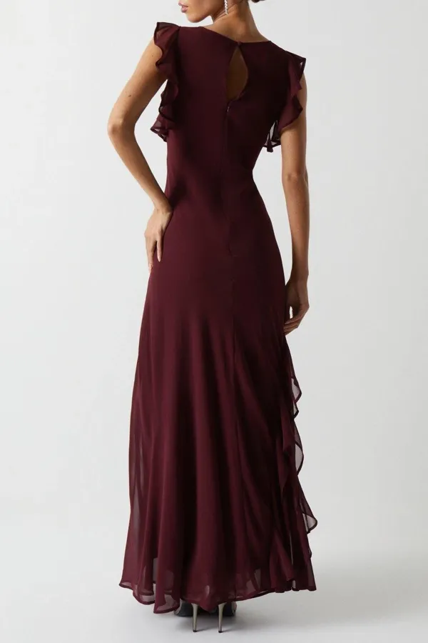 Mega Ruffle Georgette Bridesmaids Maxi Dress