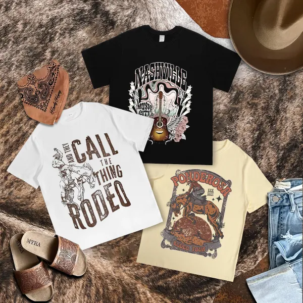 (3-Pack) Combination Western Country Music Festival Dreamy Cowboy Tour T-shirt