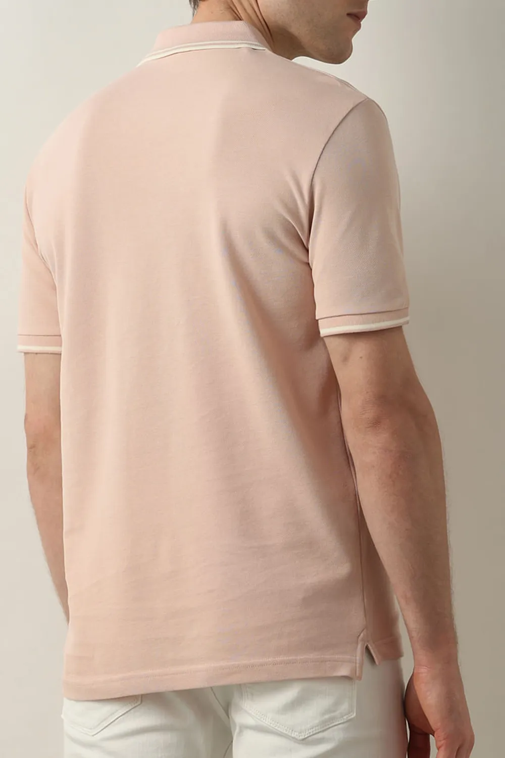 Pink Contrast Tipping Polo T-shirt