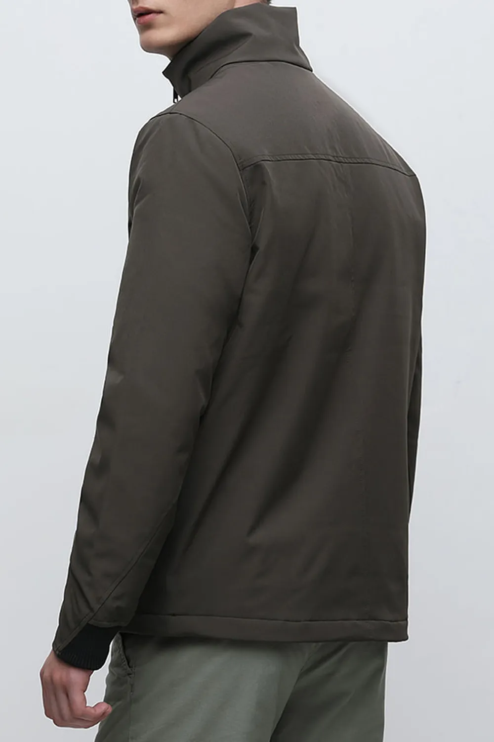 Olive High Neck Padded Jacket