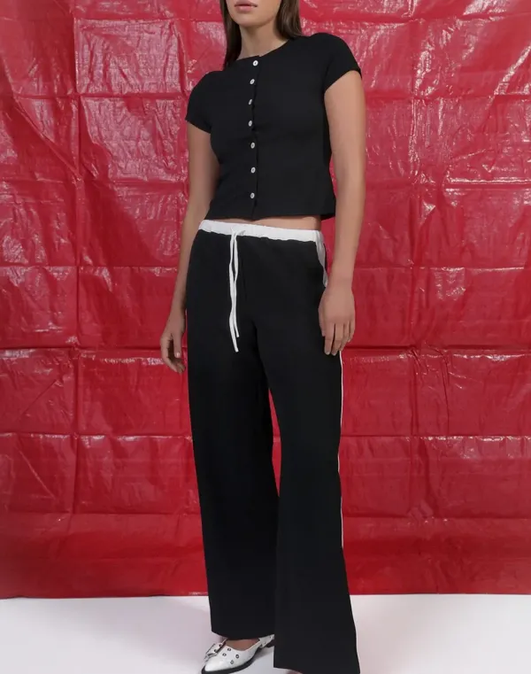 Contrast Stripe Wide Leg Pant