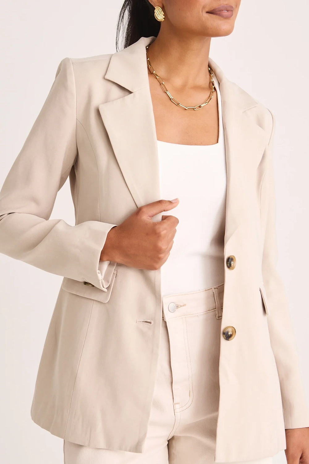 Zest Pumice Soft Touch Cinched Waist Blazer