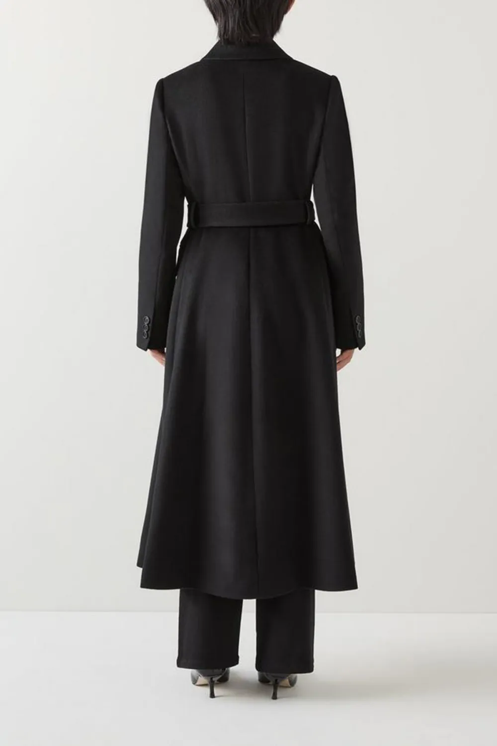 Christie Petite Black Belted Wool Coat