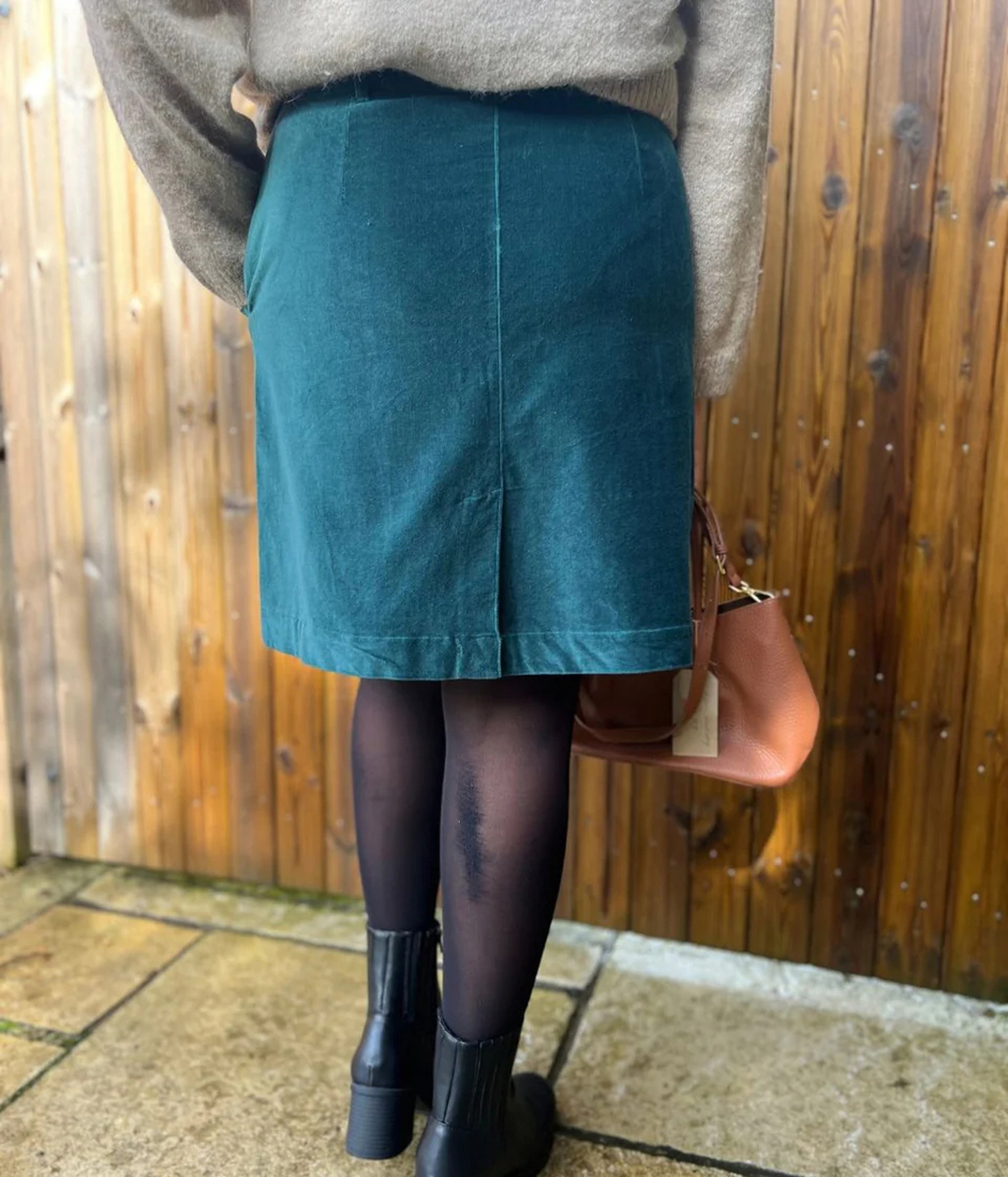 Deep Teal Moleskin Knee Length Skirt