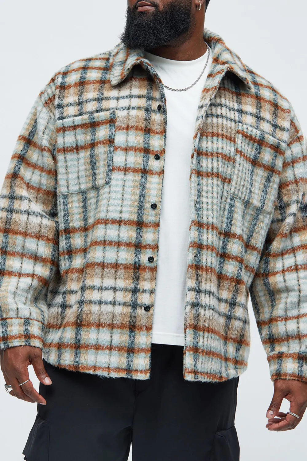 Move Up Plaid Shacket - Tan