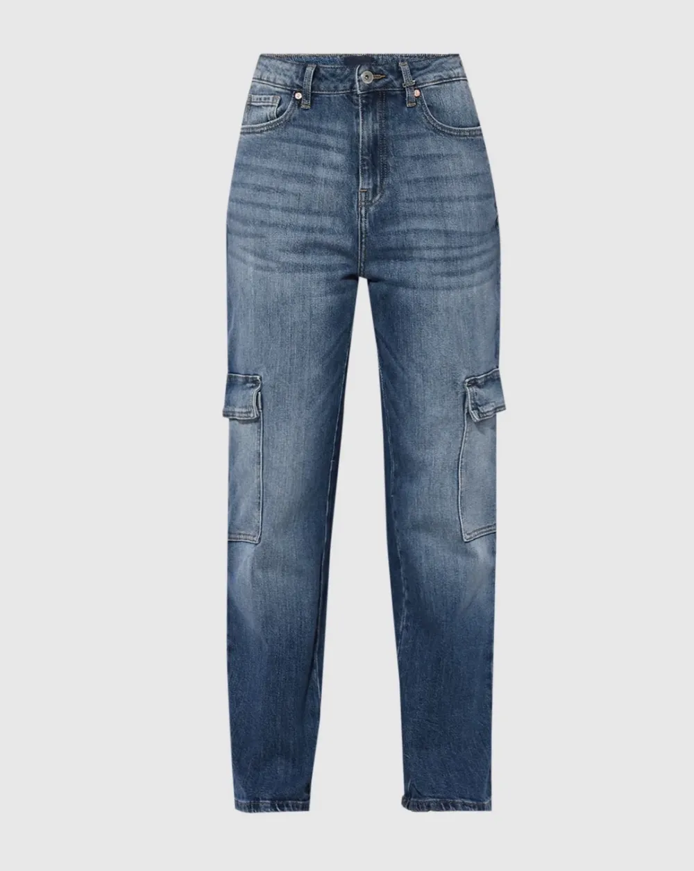 Blue High Rise Cargo Jeans