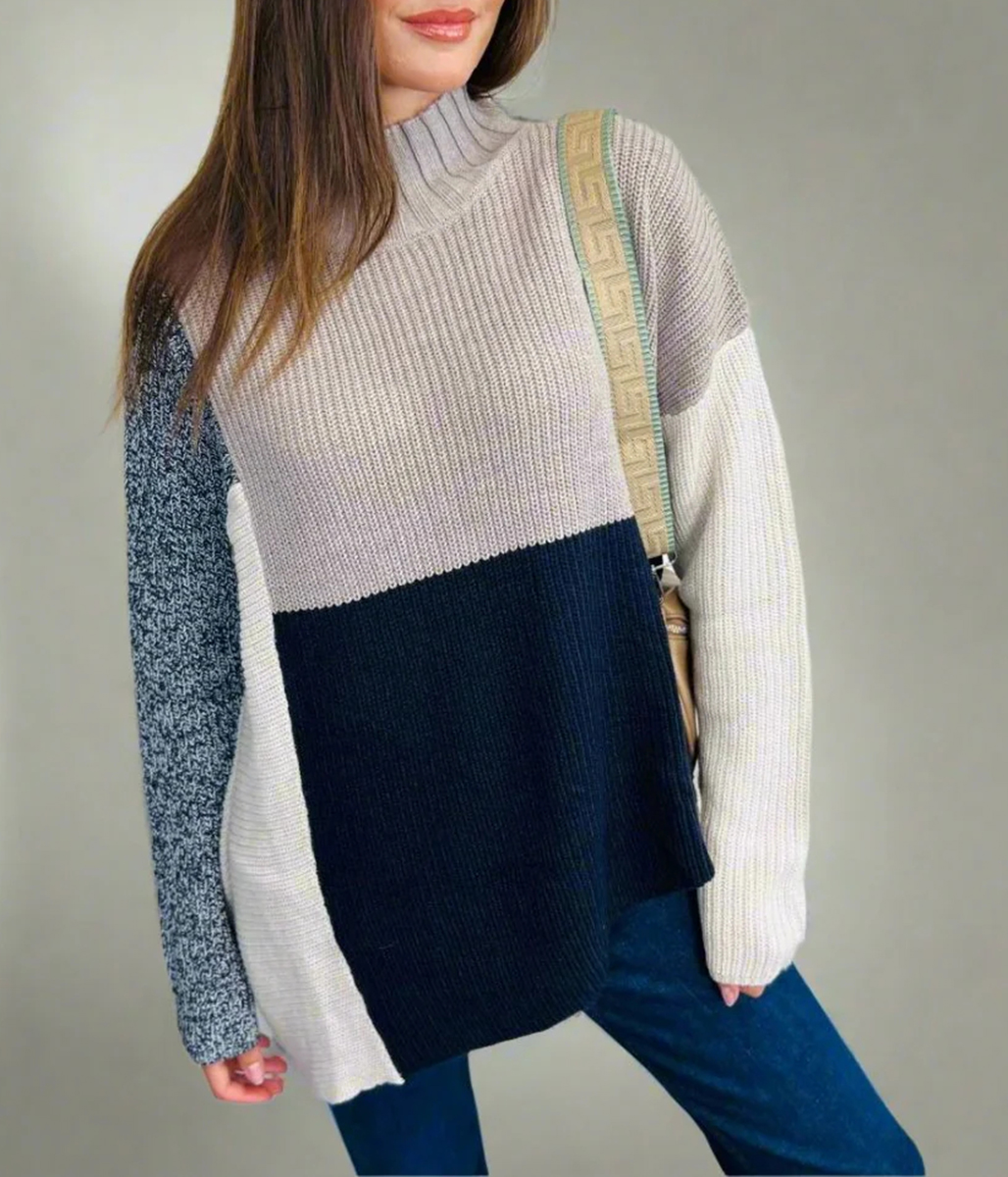 Soft Colour Block Asymmetric Jumper