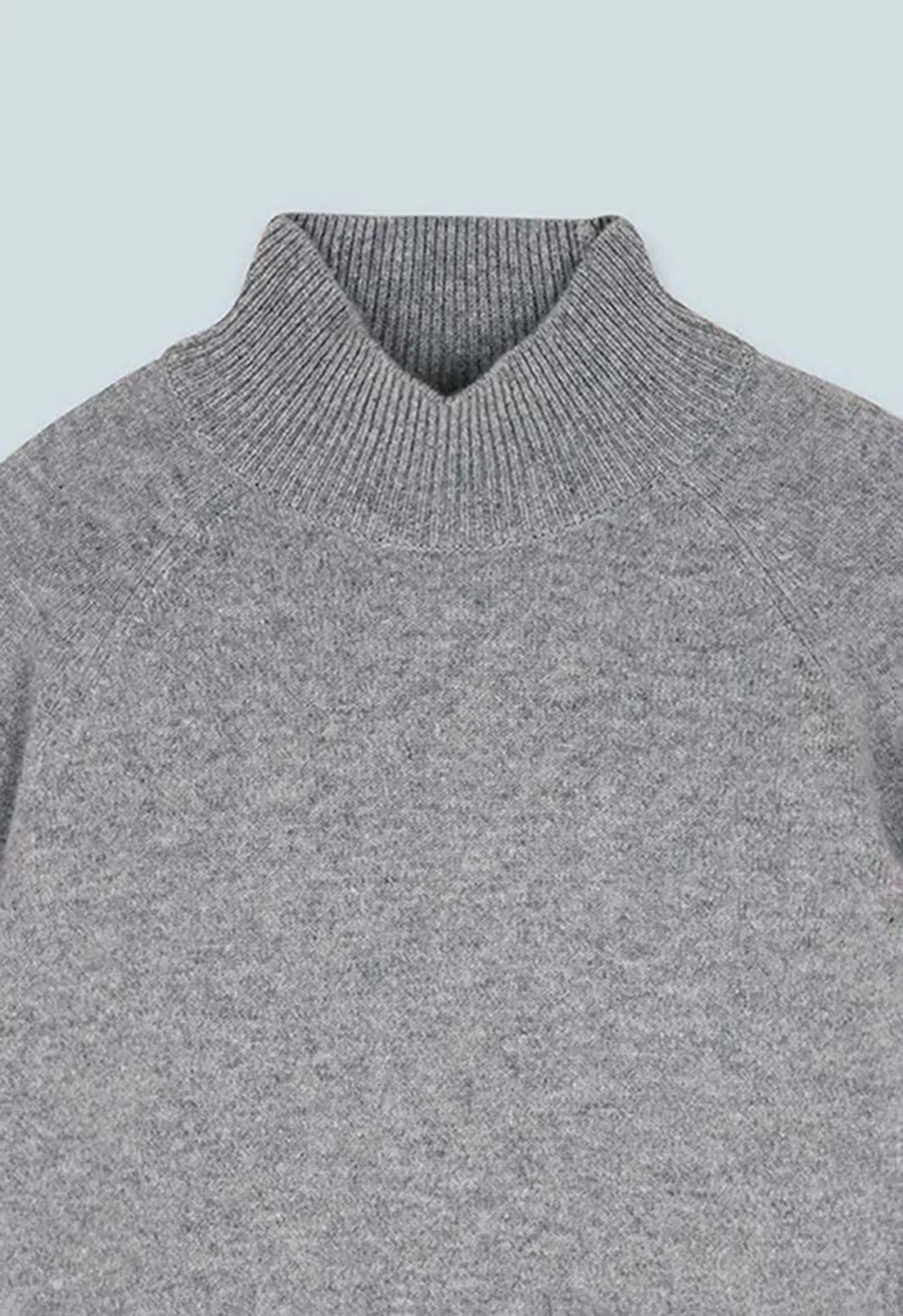 Grey High-Neck Casual Sweater With A Heart Pattern