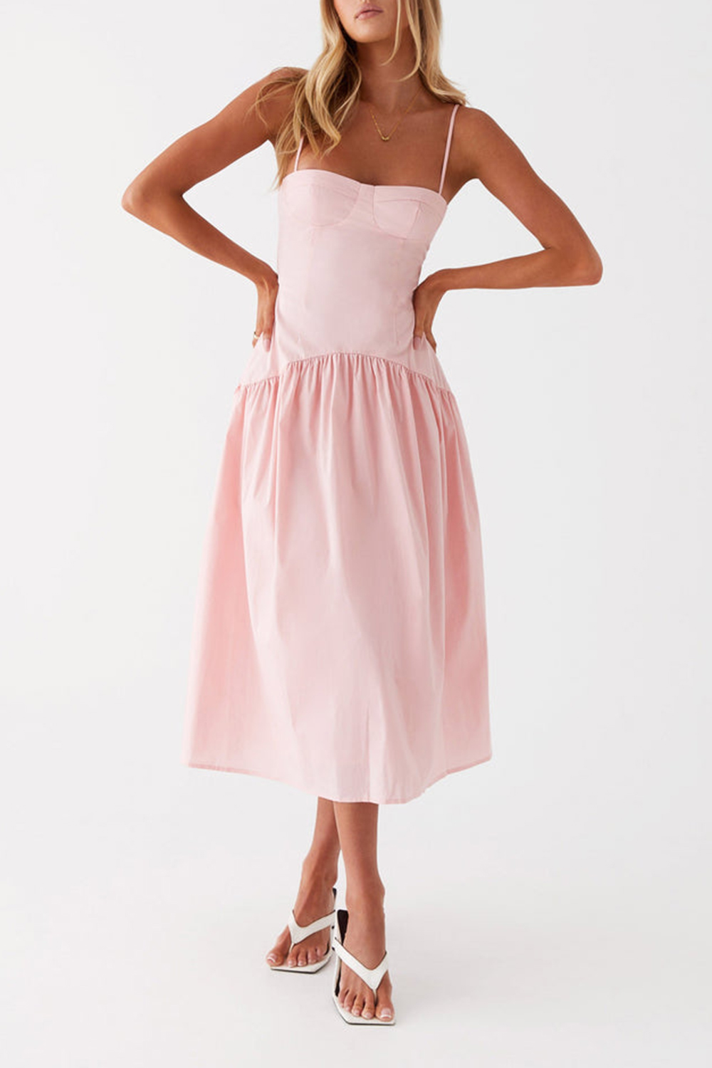 Yvette Corset Midi Dress - Pink