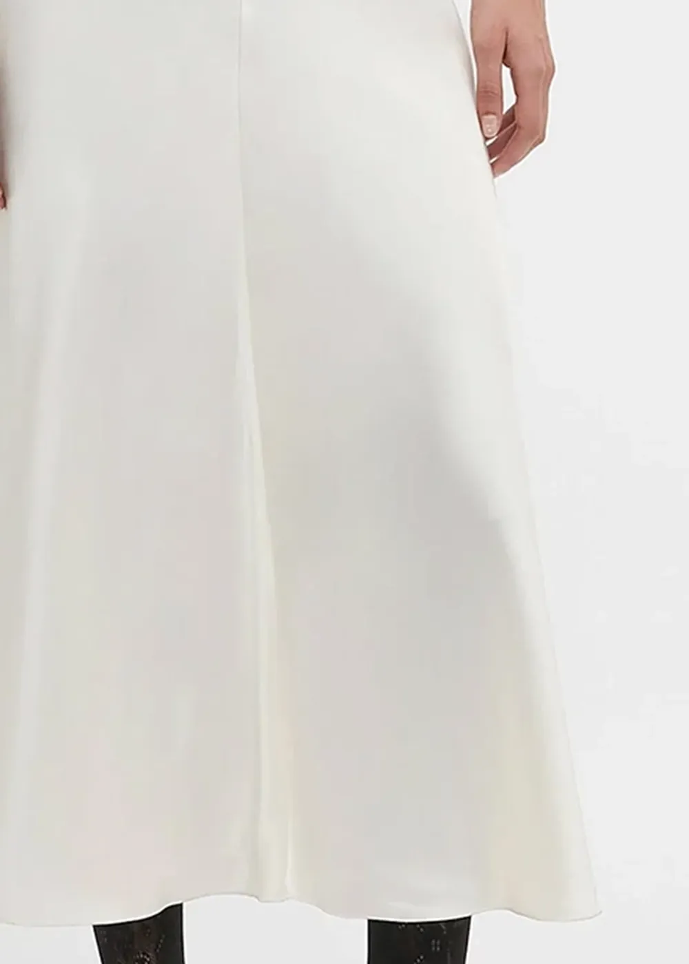 Ivory Gathered V Neck Midi Dress