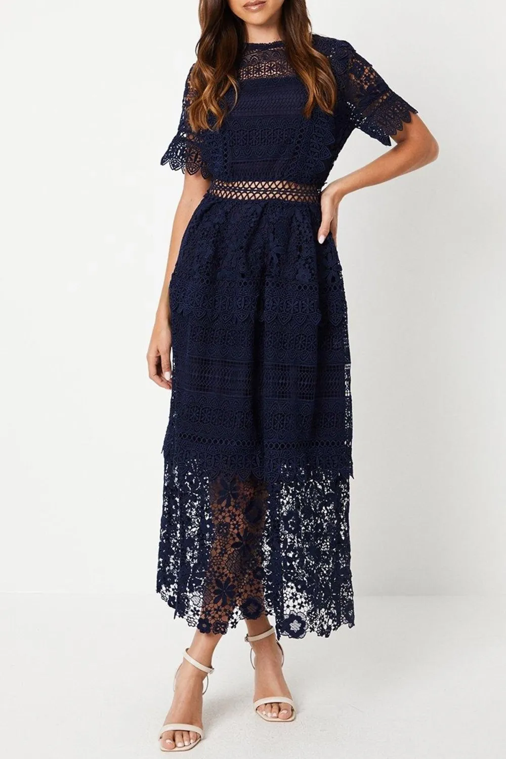 Lace Mix Midi Dress