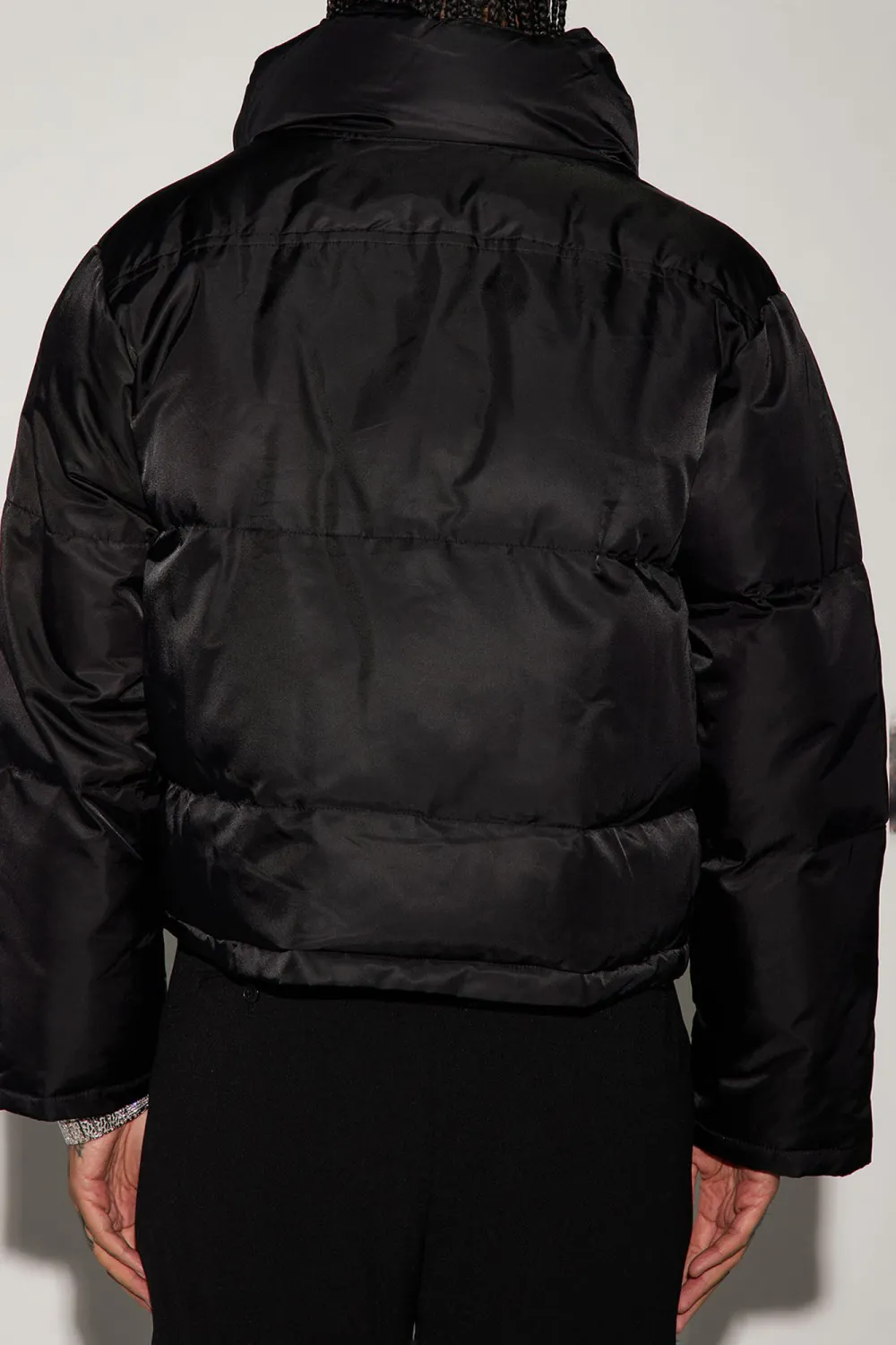 Ride With Me Nylon Cropped Puffer - Black