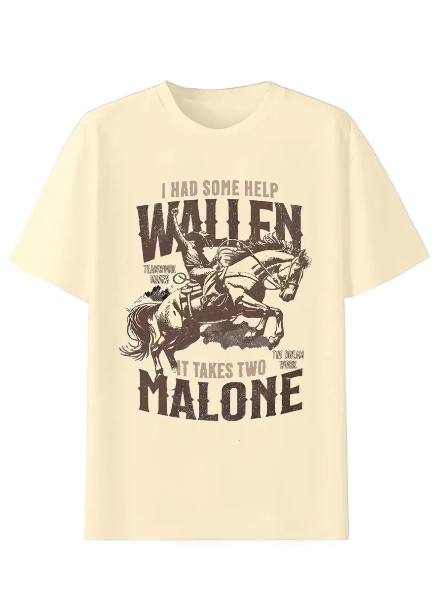 Wallen and Malone I Had Some Help slogan graphic T-shirt