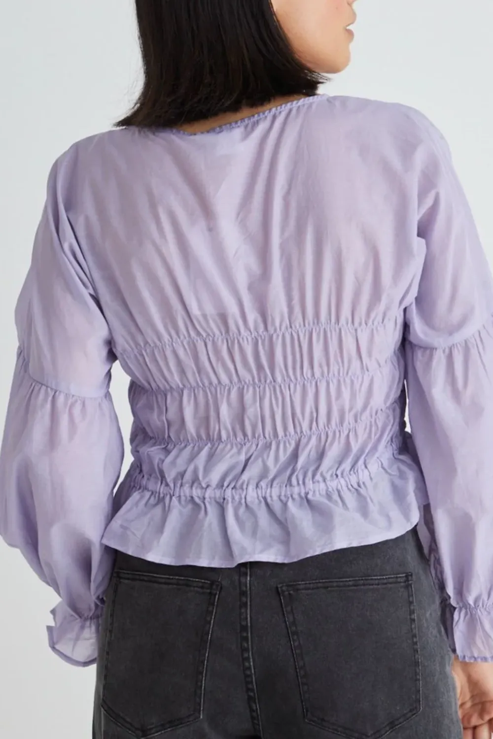 Vivienne Lilac Sheer Button Front Blouse