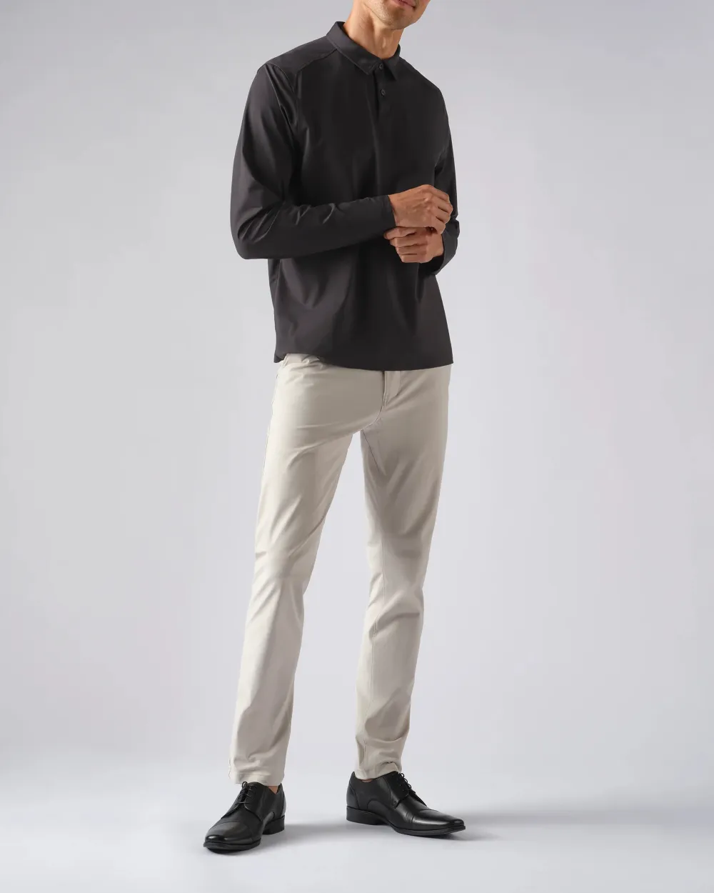 Long-Sleeve Cotton Polo Shirt For Men