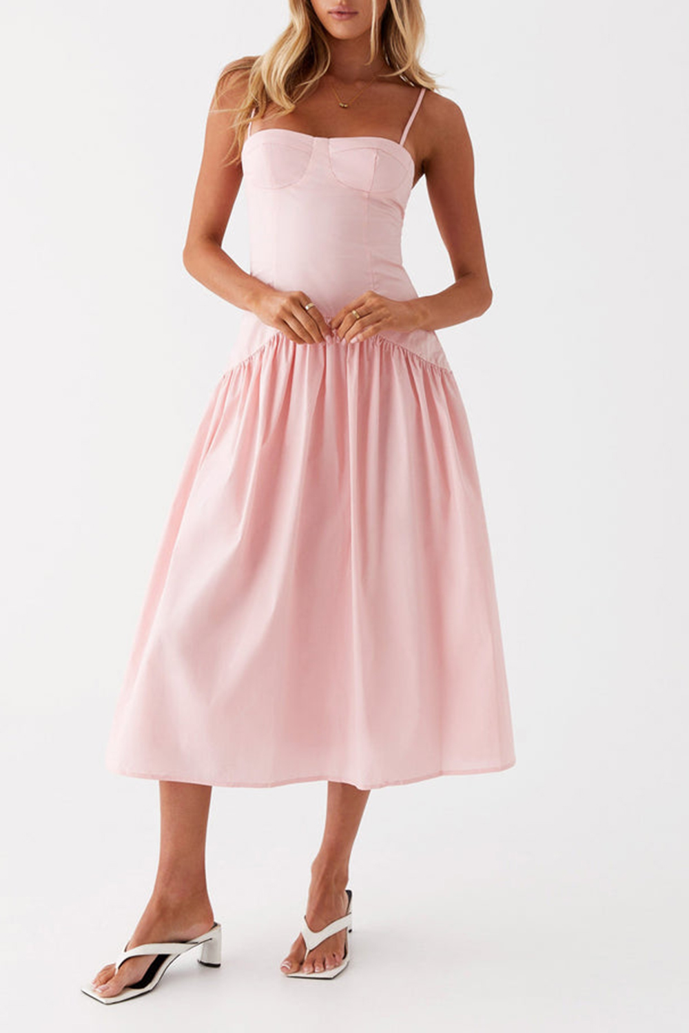 Yvette Corset Midi Dress - Pink