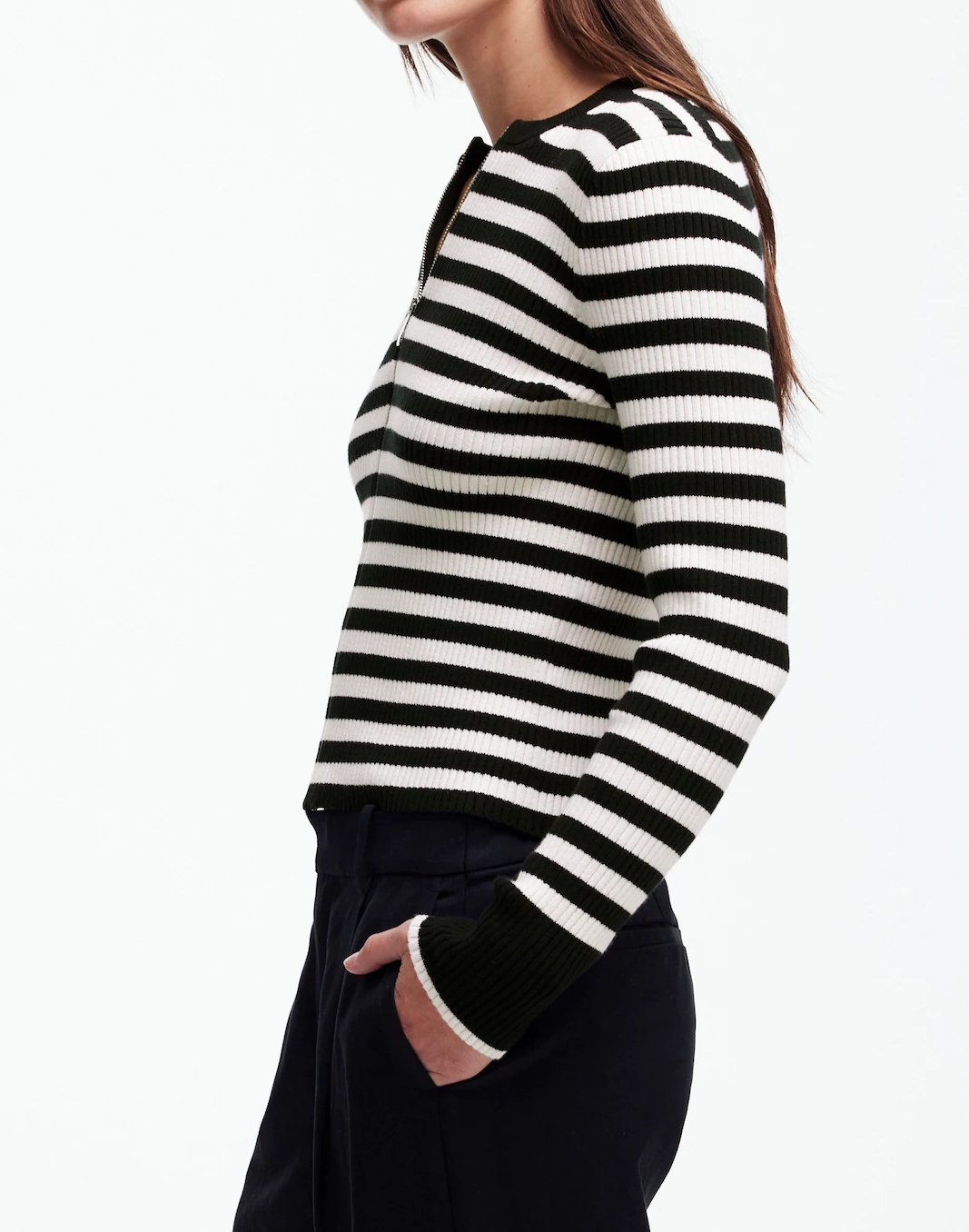 Zip-Front Cardigan in Stripe