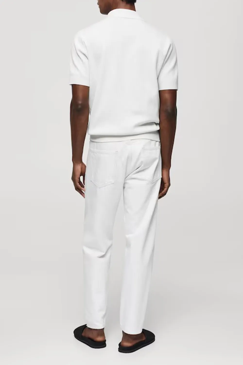 Short-sleeved ribbed polo shirt