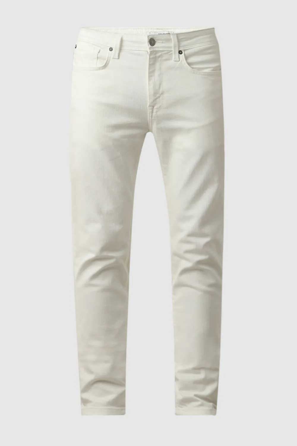 White Mid Rise Leon Slim Fit Jeans