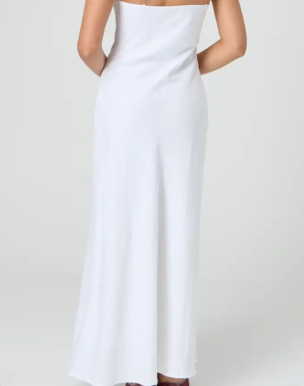 Linen Blend Strapless Maxi Dress