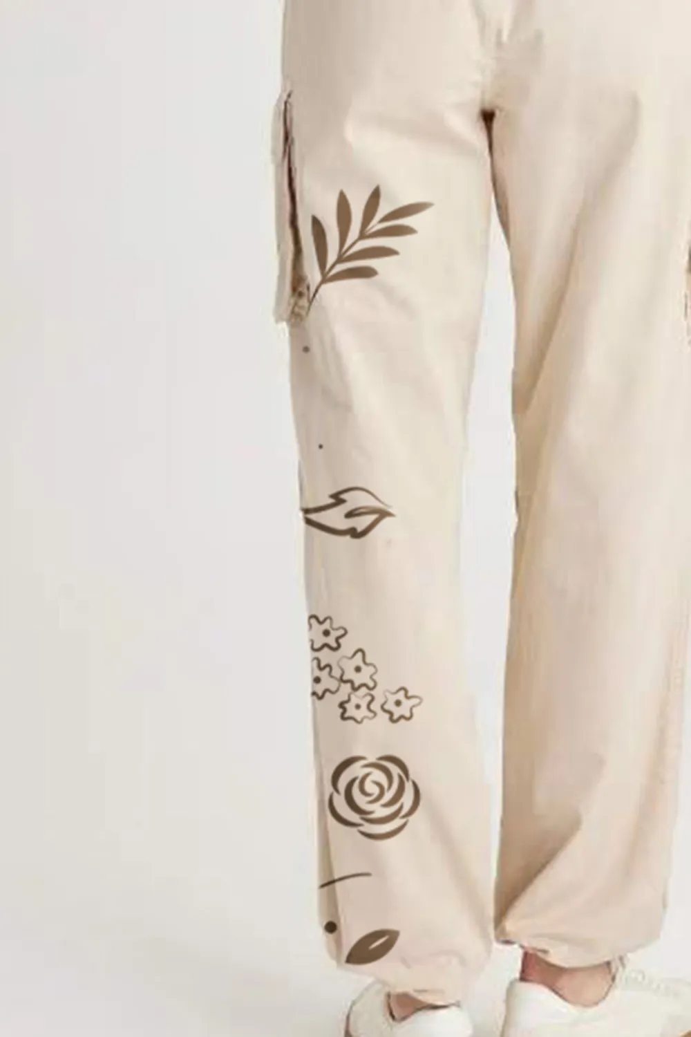 Floral Embroidered Cargo Pants