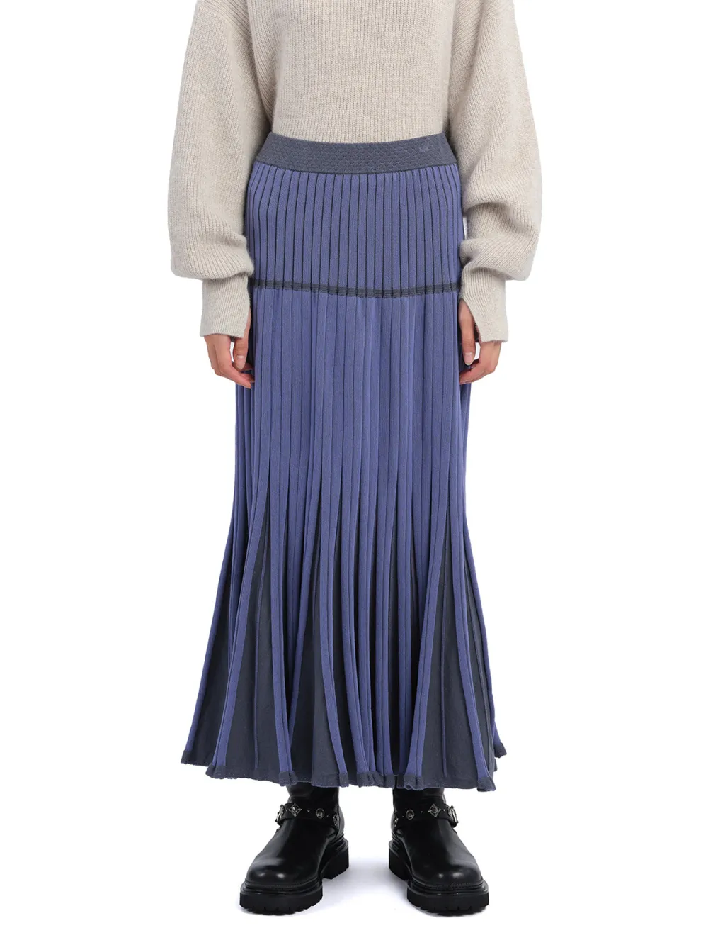 Purple Knitted Flare Skirt