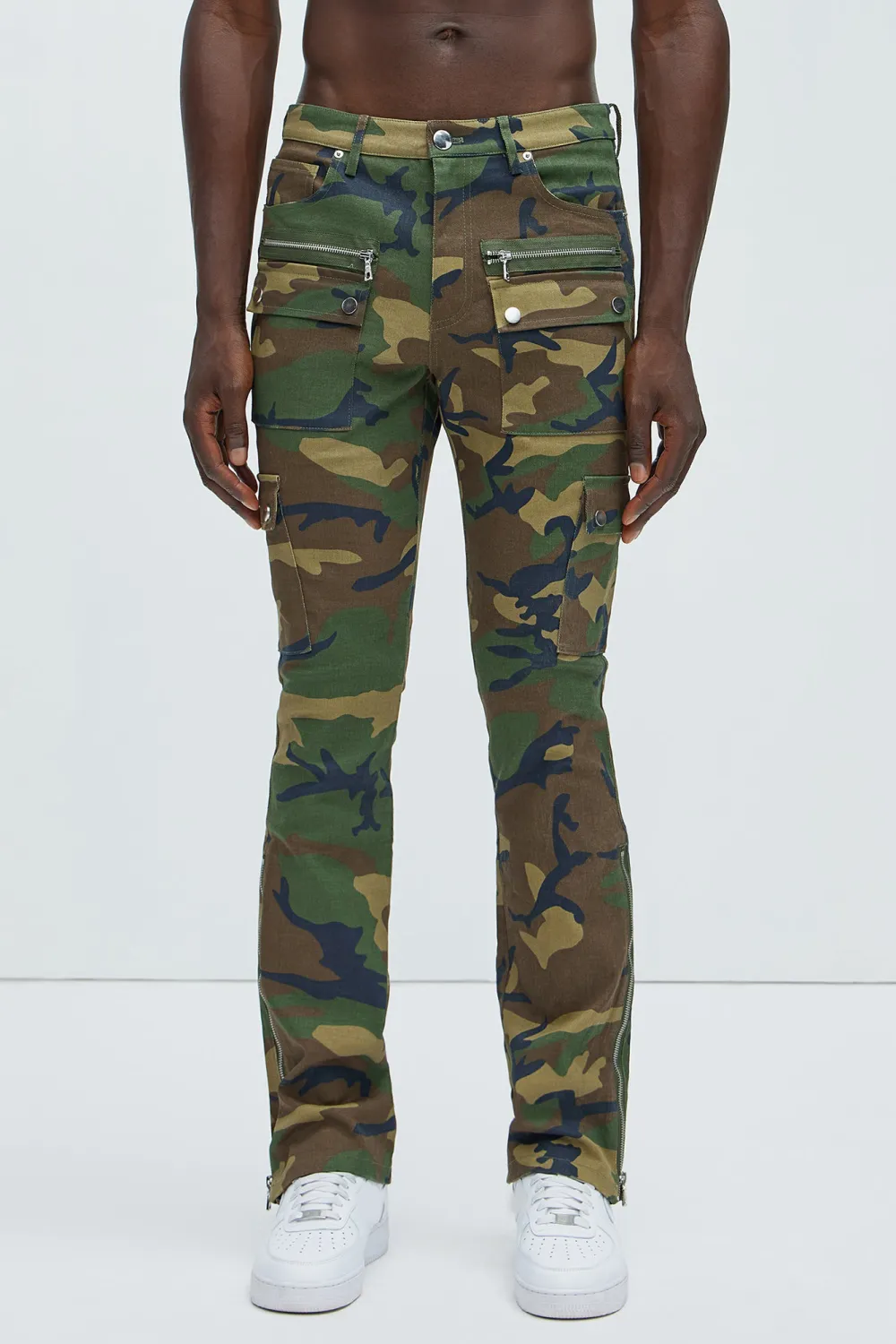 On The Verge Waxed Cargo Zipper Flare Pants