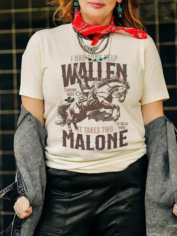 Wallen and Malone I Had Some Help slogan graphic T-shirt