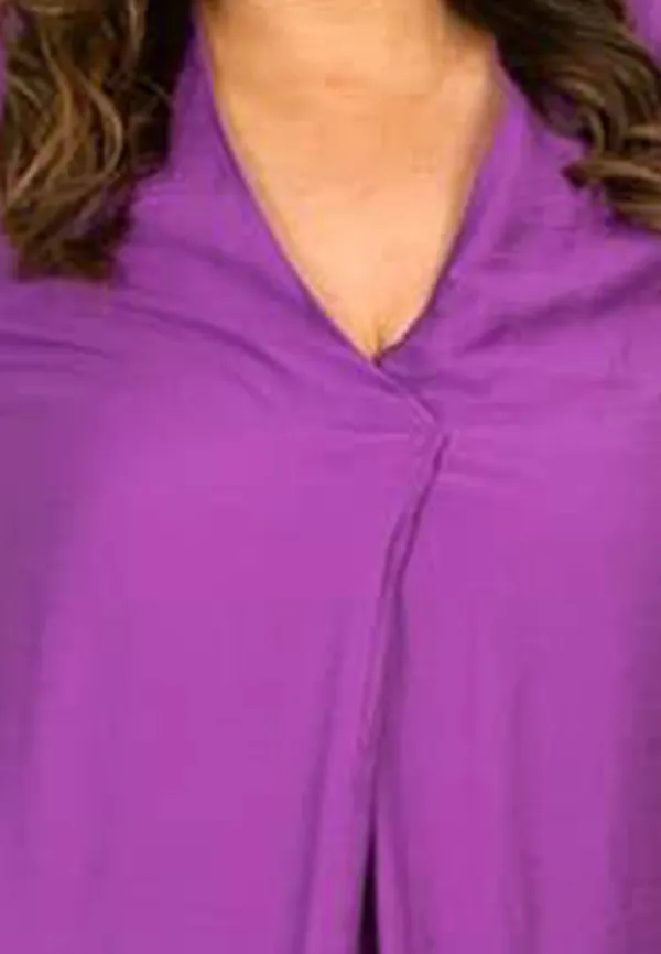 Purple V Neck Tunic Dress