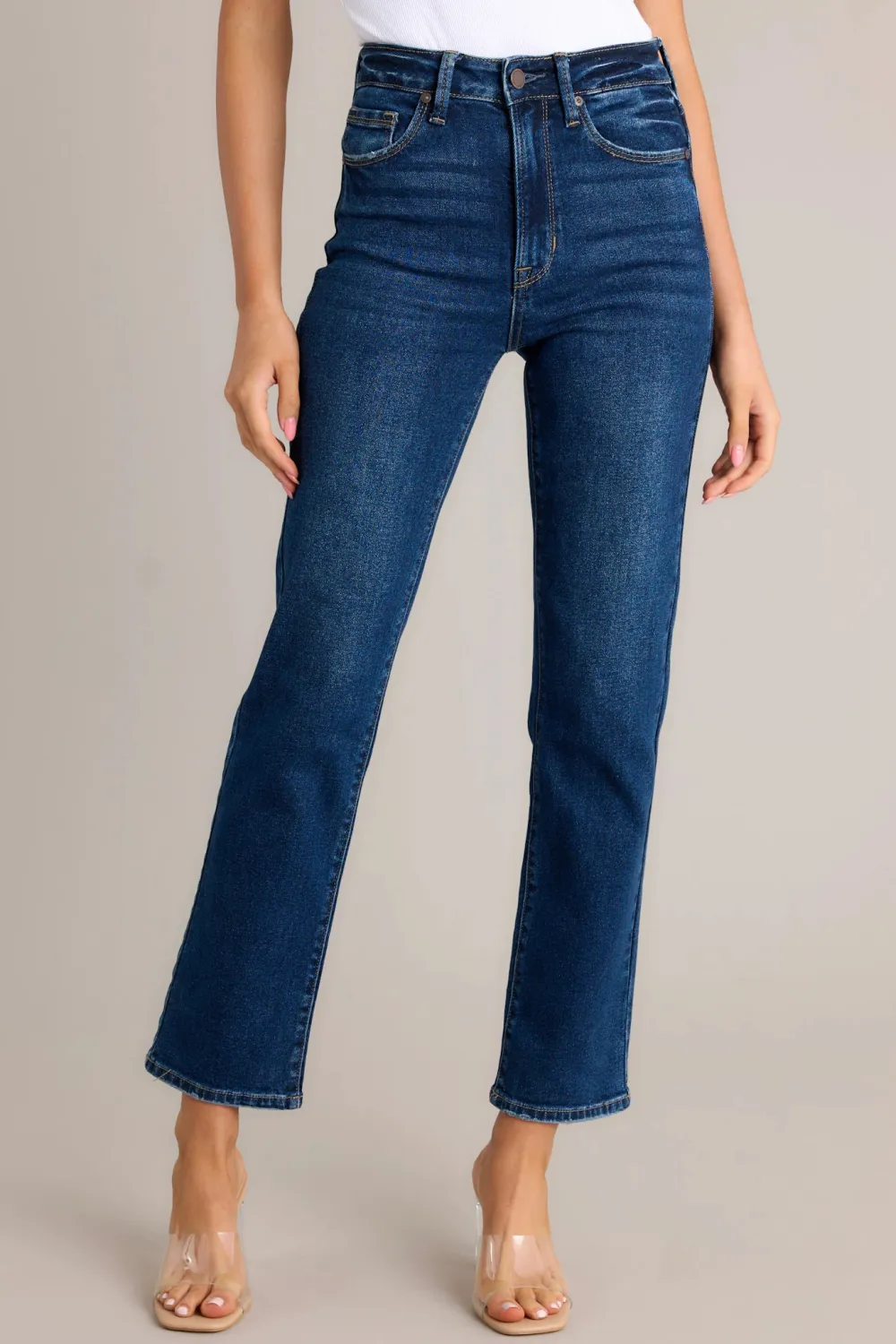 TRUE BLUE DARK WASH STRAIGHT LEG JEANS