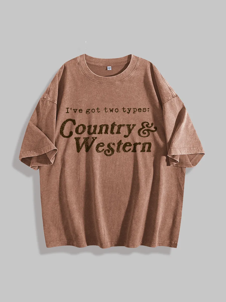 Distressed Country & Western Print Tee – Retro Style Essential