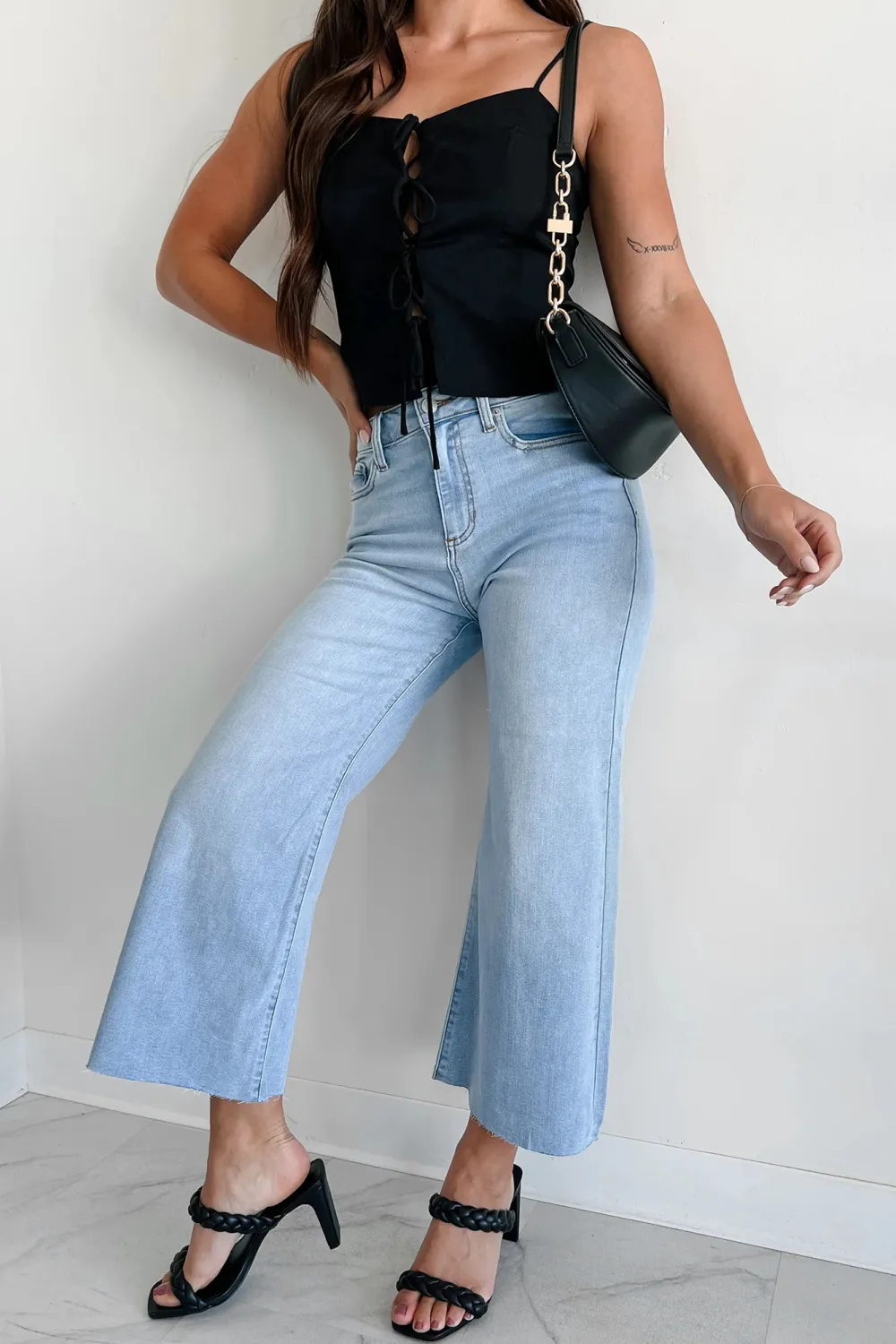 Ansel High Rise Crop Wide Leg Sneak Peek Jeans