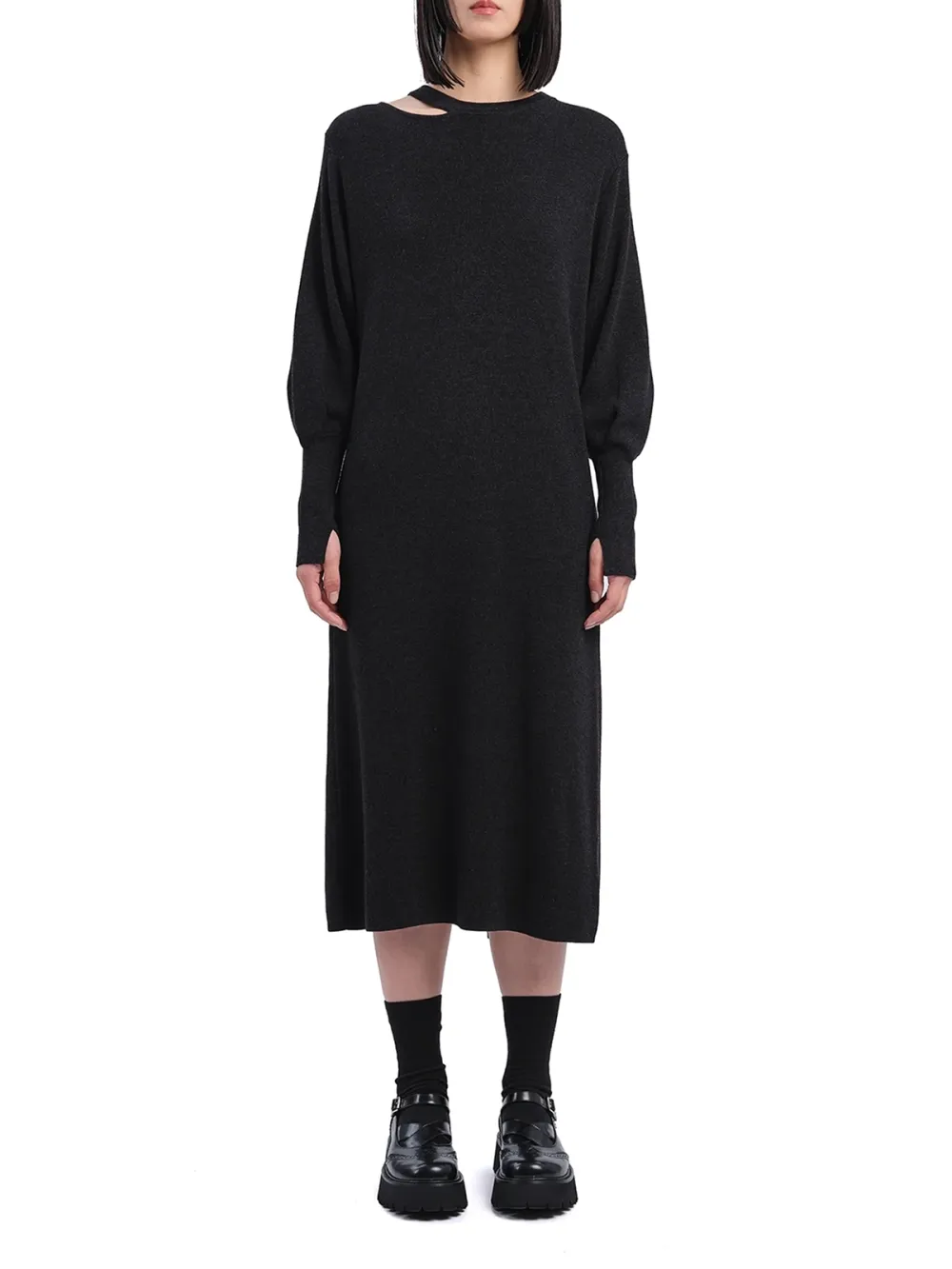 Black Wool Knit Dress